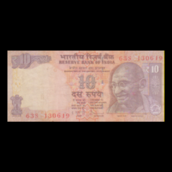 10 Indian Rupee Note Mahatma Gandhi Tiger and Elephant Rhinoceros - D. Subbarao (Birthday Note - 13-June-0019)