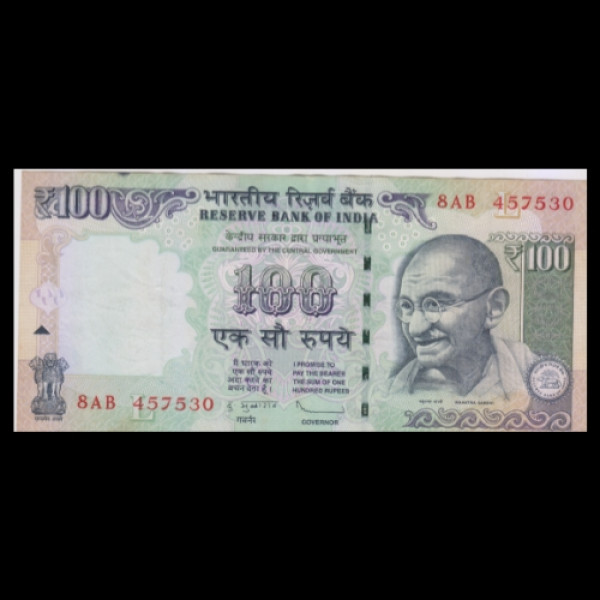 100 Indian Rupee Note Mahatma Gandhi Series(2012)D Subbarao