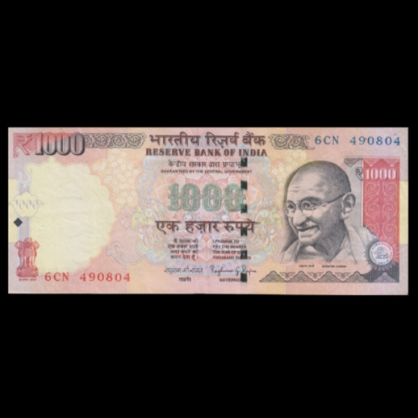 1000 Indian Rupee Note Mahatma Gandhi Rupees Reserve Bank Note Indian Economy Series - Raghuram G Rajan (2015)