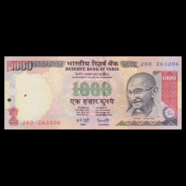 1000 Indian Rupee Note Mahatma Gandhi Rupees Reserve Bank Note Indian Economy Series - Y N Reddy