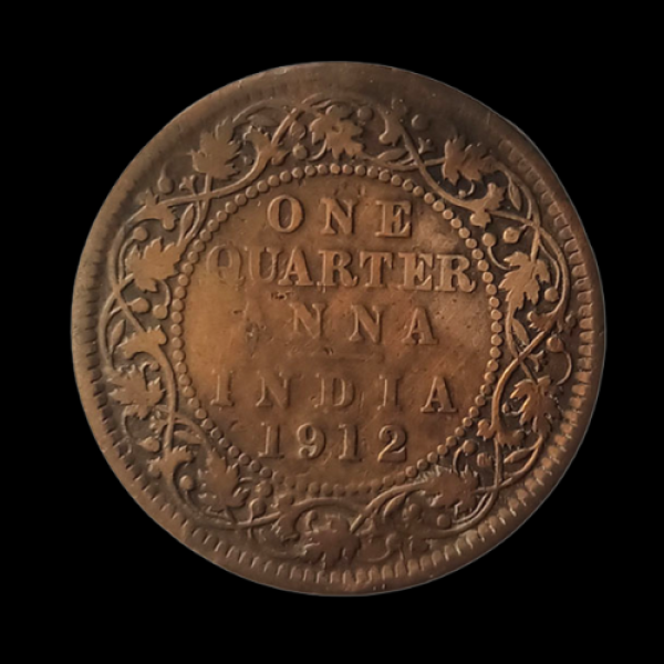 Indian One Quarter Anna GEORGE V KING EMPEROR-1912