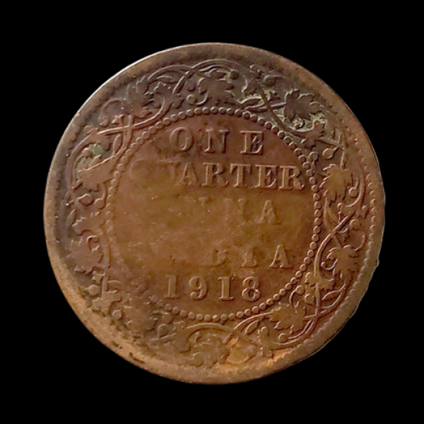 Indian One Quarter Anna GEORGE V KING EMPEROR-1918,
