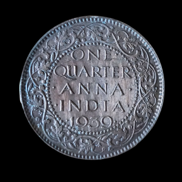 Indian One Quarter Anna GEORGE VI KING EMPEROR -1939