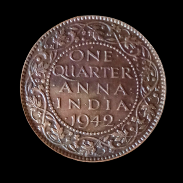 Indian One Quarter Anna GEORGE VI KING EMPEROR -1942