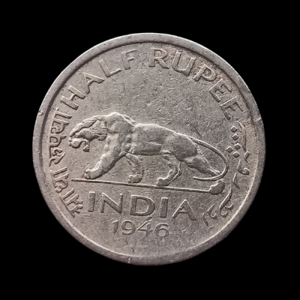 Indian 1/2 rupee coin 1946