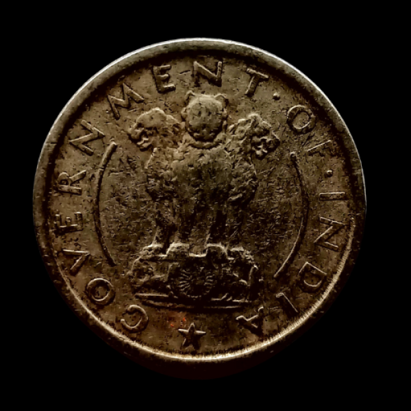 Indian 1/2 rupee coin 1954