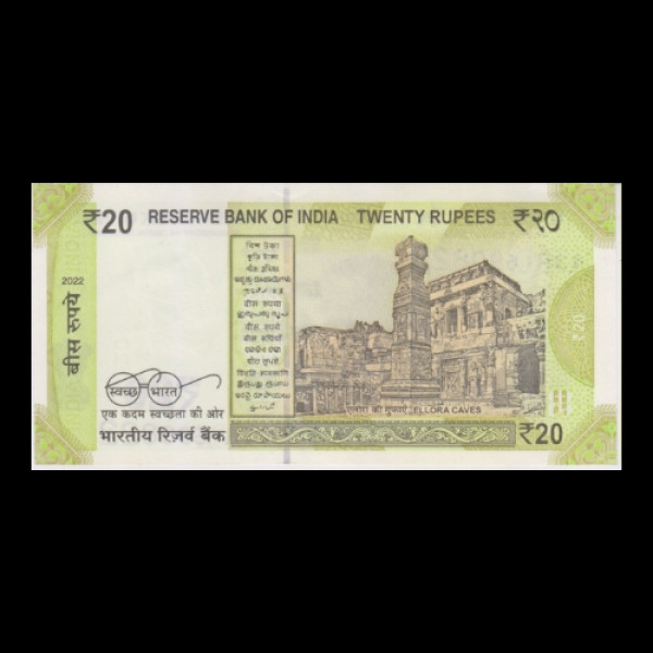 20 Indian Rupee Note Mahatma Gandhi Ellora Cave – Shaktikant Das(2022)