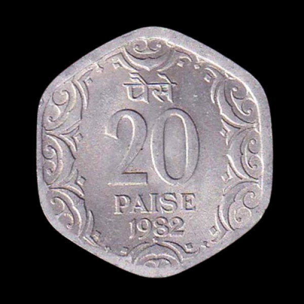 Indian 20 Paisa Coin – 1982
