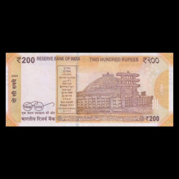 200 Indian Rupee Note Mahatma Gandhi New Series(Sanchi Stupa/Swachh Bharat, 2024)Shaktikanta Das