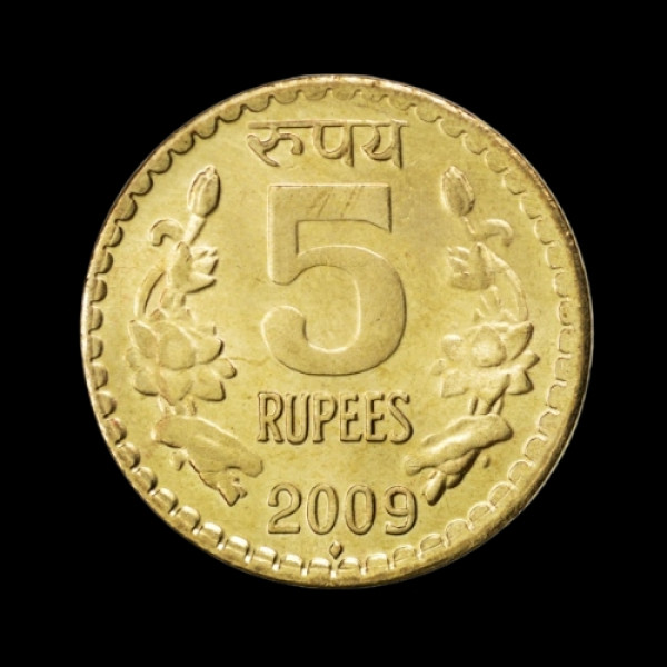 Indian 5 rupee coin 2009