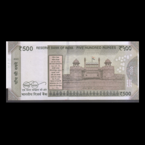 500 Indian Rupee Note Mahatma Gandhi Series(Red Fort-Swachh Bharat) 2023  Shaktikant Das