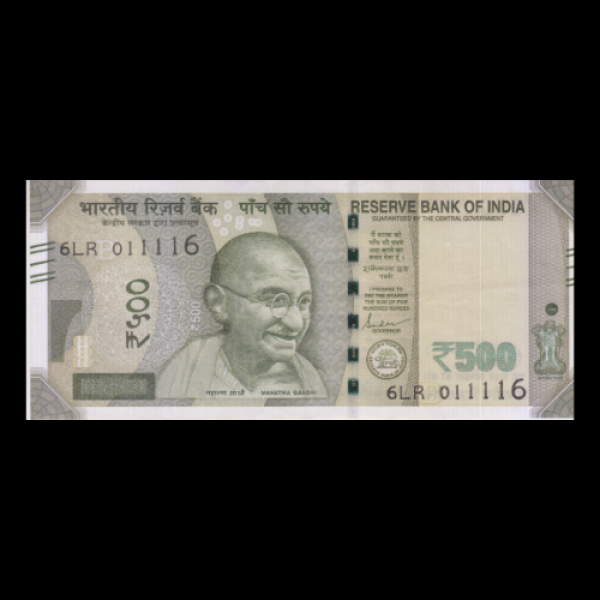500 Indian Rupee Note Mahatma Gandhi New Series Shaktikant Das (Birthday Note - 01-November-0016)