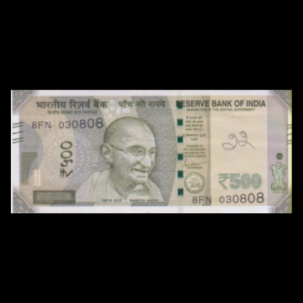 500 Indian Rupee Note Mahatma Gandhi New Series Shaktikant Das (Birthday Note - 03-August-2008)