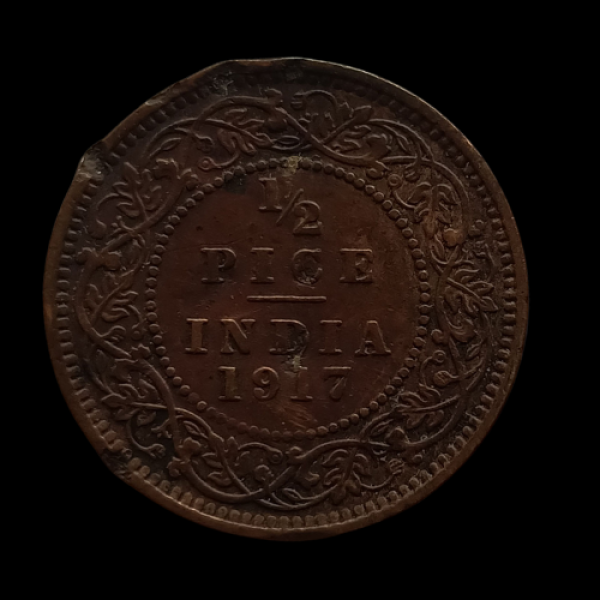 British India 1917 Half Pice Coin King George V