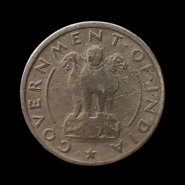 British India 1947 Half Rupee  King George VI Tiger Coin