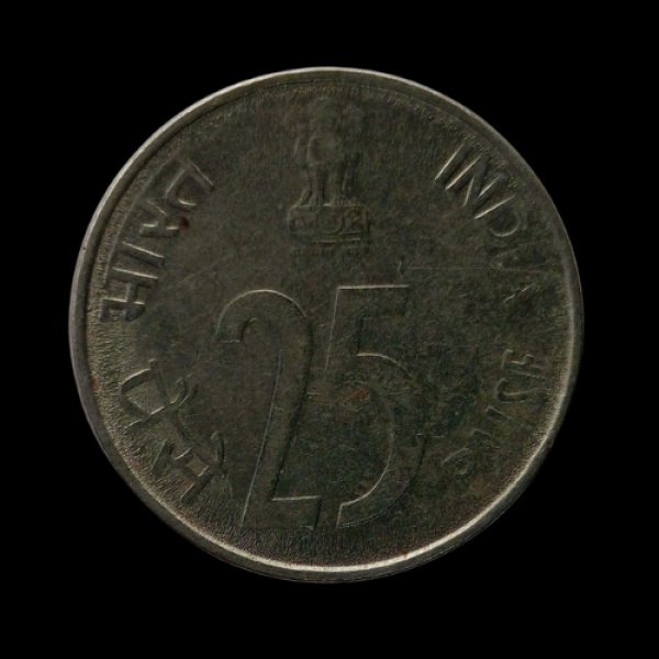 India 25 Paise Rhinoceros Coin 1995