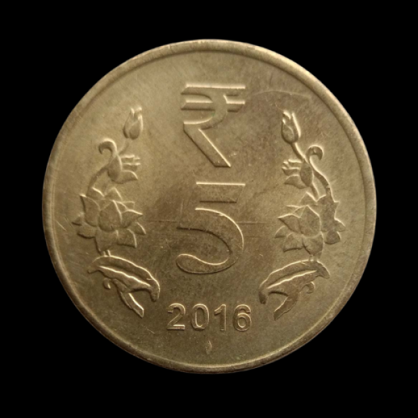 Indian 5 Rupees Coin 2016 Floral Design Circulation Coin