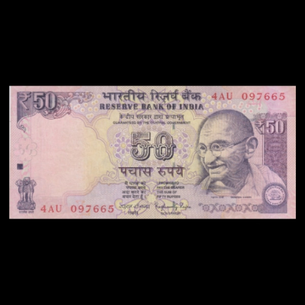 50 Indian Rupee Note Mahatma Gandhi Series Sansad Bhavan- Raghuram G Rajan(2014)