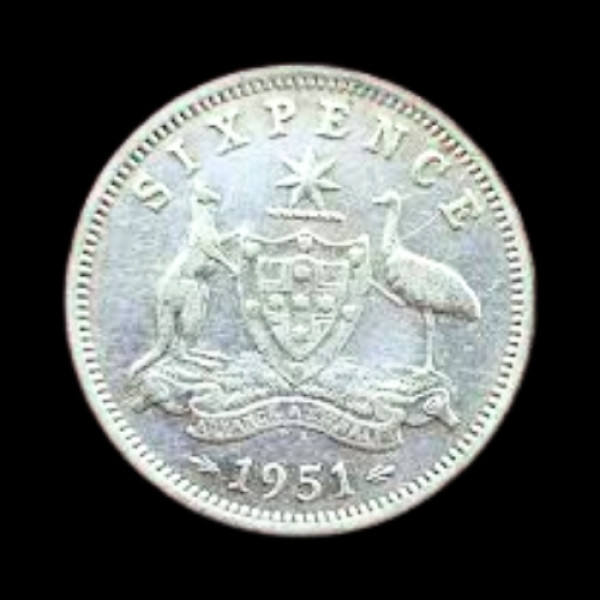 UK Six pence coin (King George VI) - 1951