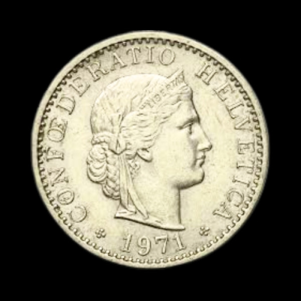 Swiss 20 Rappen (20 Centimes) coin - 1971