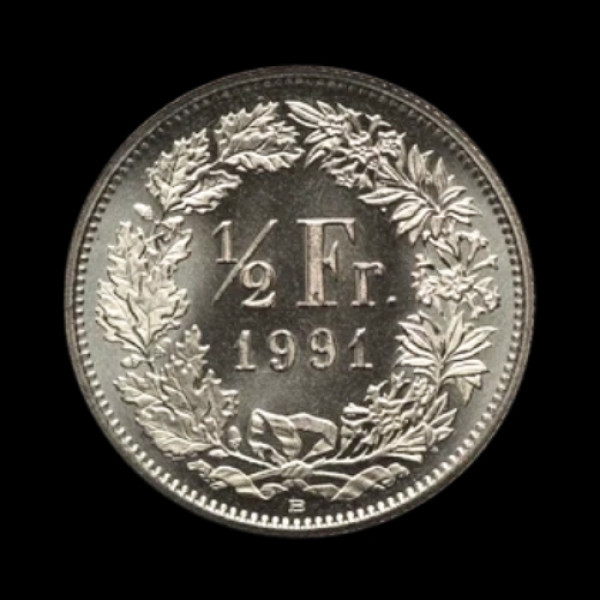 Swiss ½ Franc (Half Franc) coin - 1991